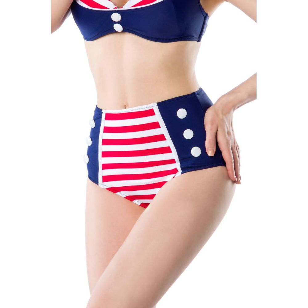 Belsira - Vintage Bikinihose - 2XL - Blau/Rot